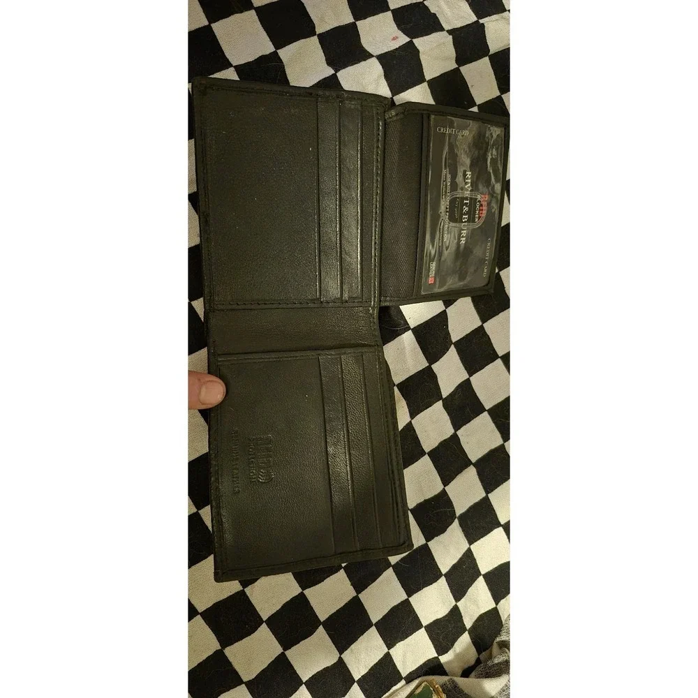 Rivet & Burr RFID Wallet ‎ Genuine Leather Mens Bifold | Black